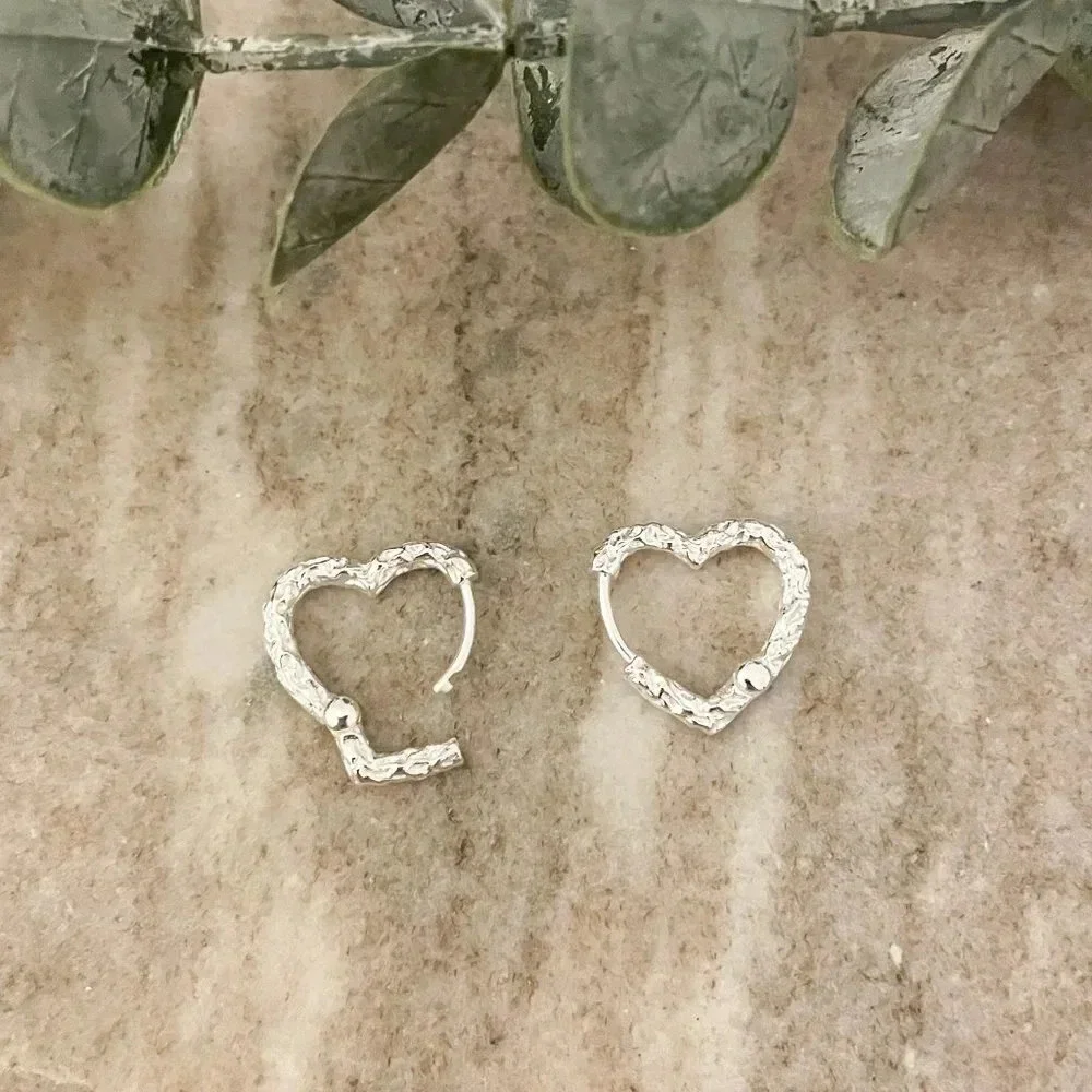 925 Sterling Silver Dainty Heart Huggie Earrings Small Hoop Earrings